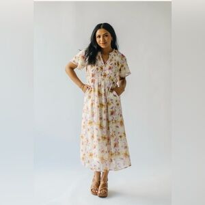 Piper & Scoot Agnew Floral Button-Up Midi Dress L